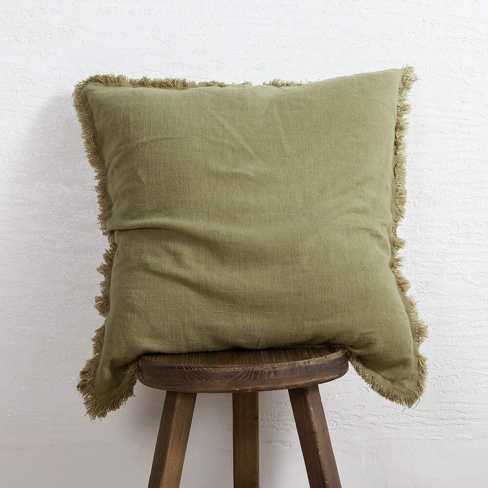 8920 Fringed Cushion Cover 20 x 20 Soft Linen Decorative Throw Pillow Cover
